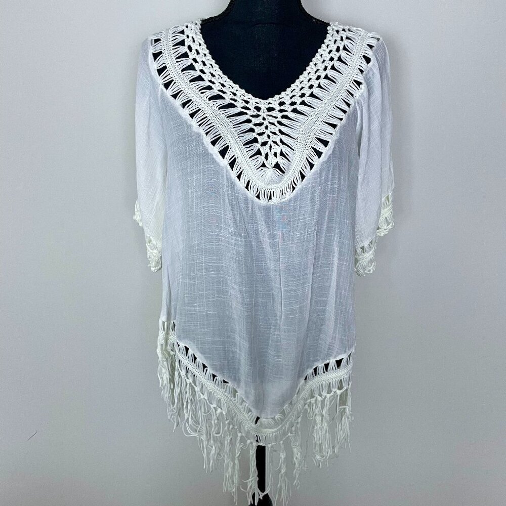Vivid white cover-up top Size 1X